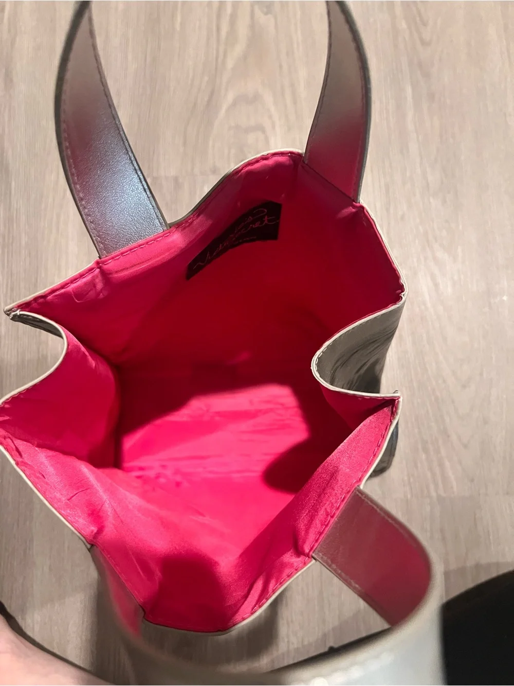 Victoria's Secret Silver Tote with Pink Interior and Photo Print